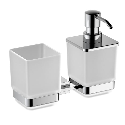 Elegant Square  Wall mounted Tumbler holder and Soap Dispenser set AA010035