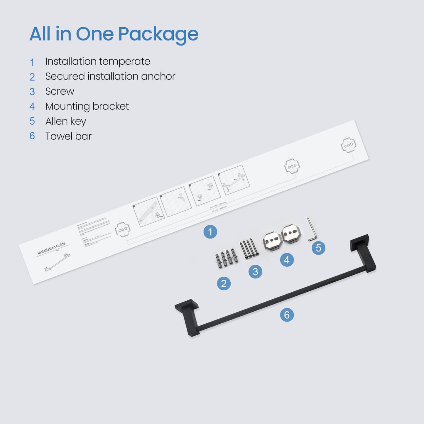 Elegant Premium Solid Brass Towel Bar 450mm AA010052