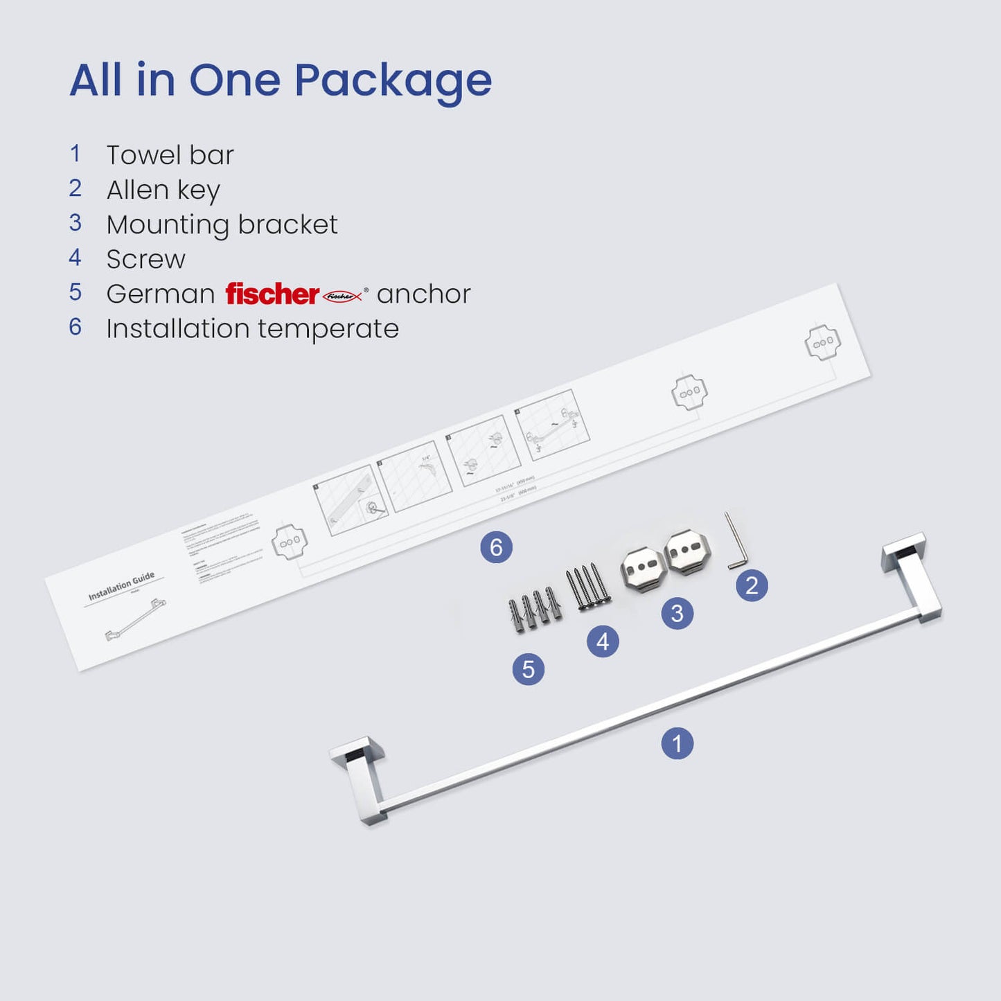 Elegant Solid Brass Towel Bar 600mm AA010053