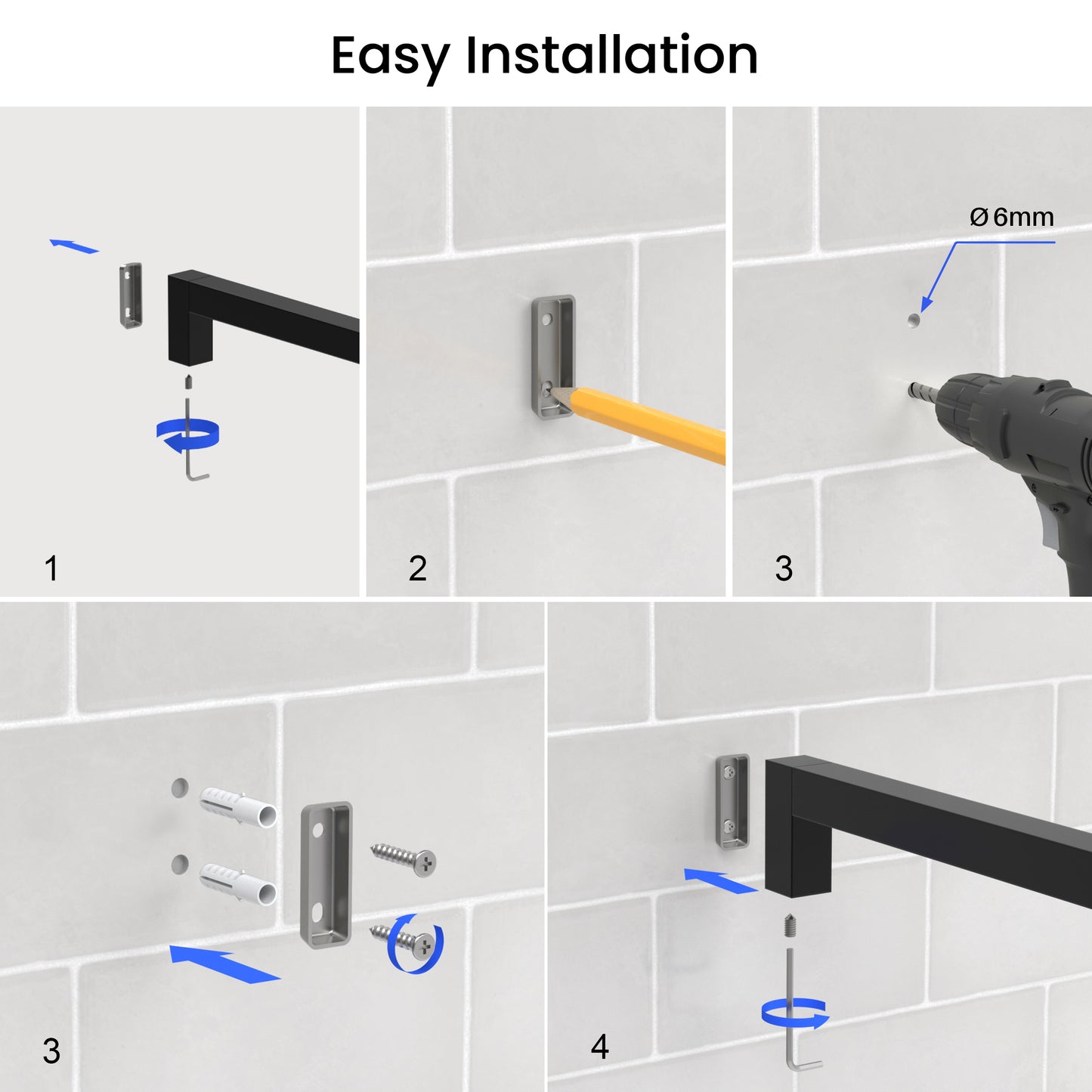 Aquavit Wall Mounted Space-Saving Towel Holder AA010081