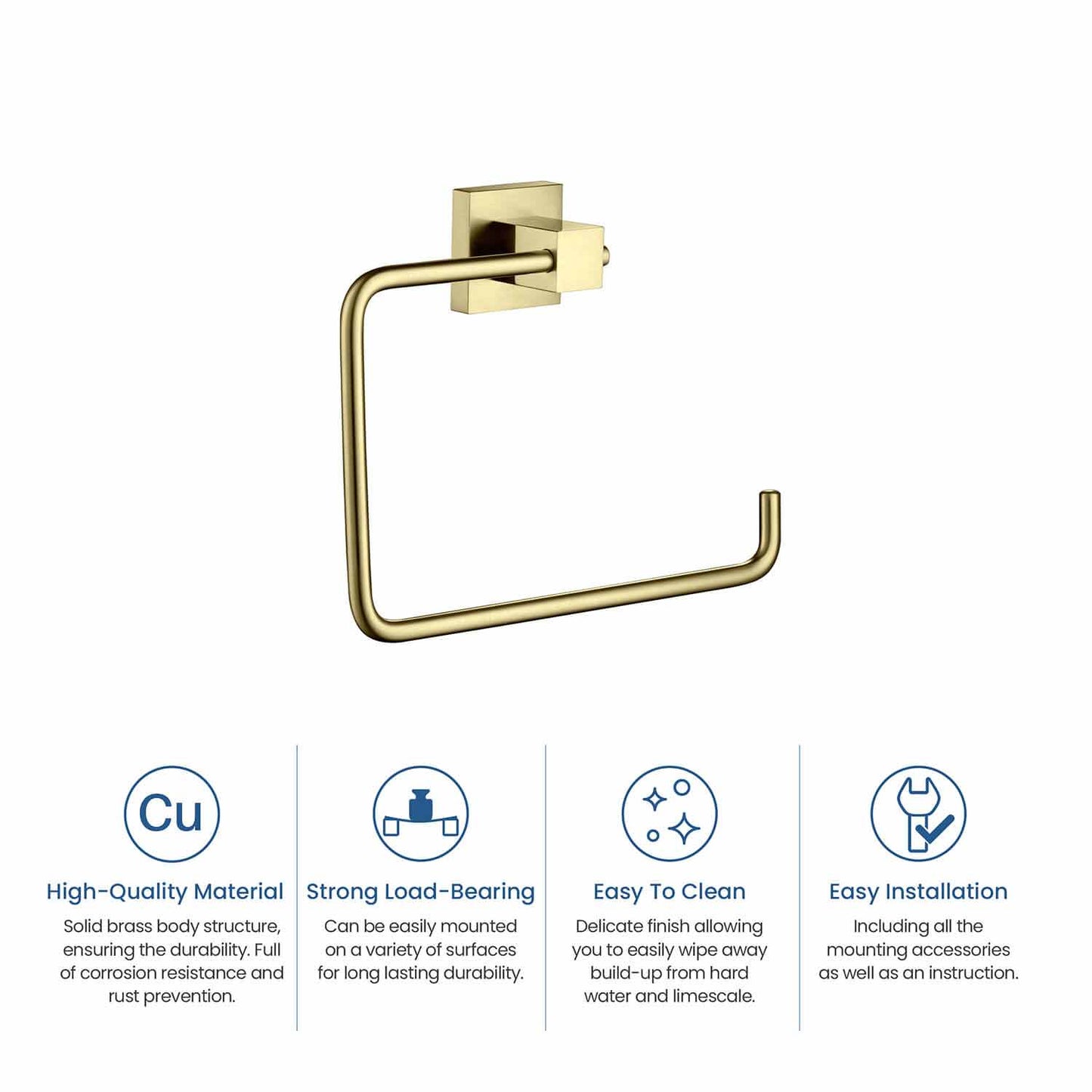 Elegant Heavy-Duty Brass Towel Ring AA010250