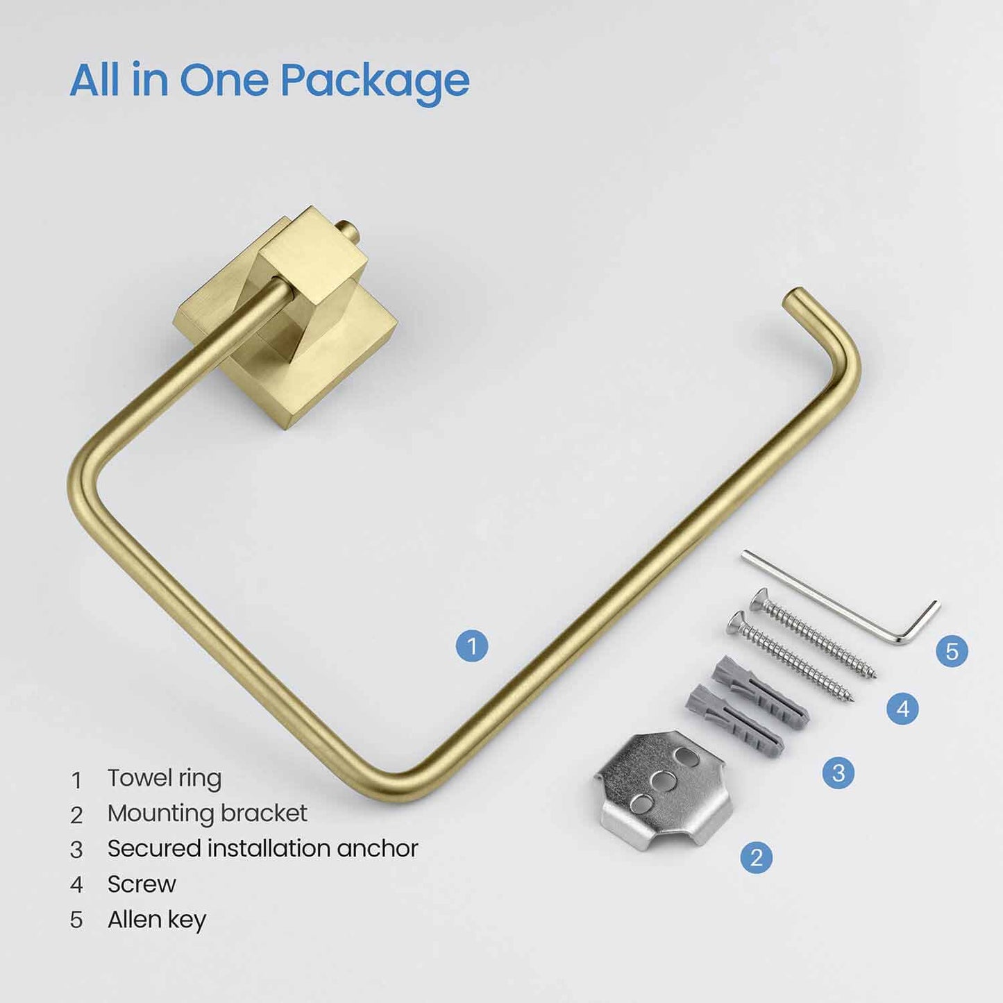 Elegant Heavy-Duty Brass Towel Ring AA010250