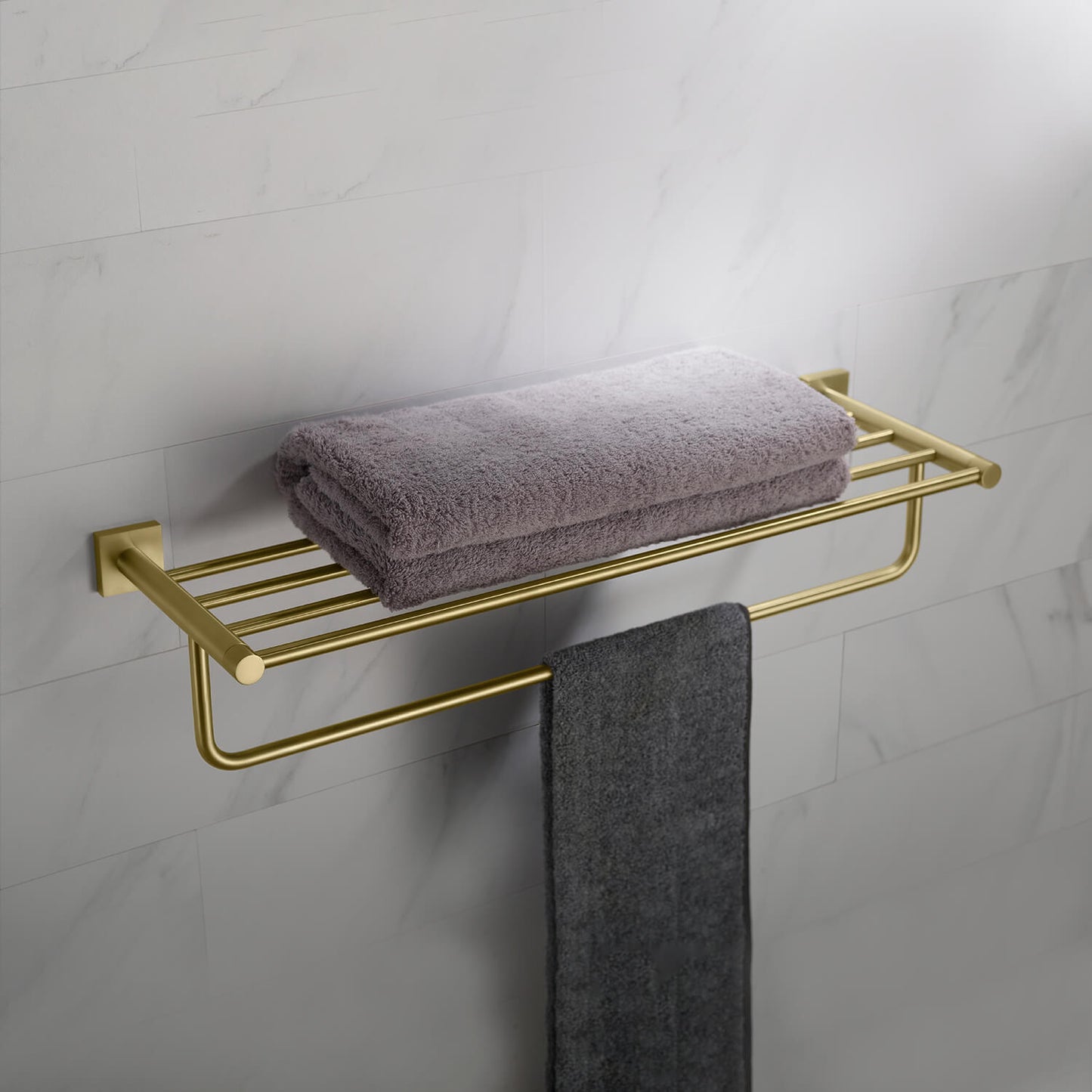 Brass Wall-Mounted Towel Rack with square flange AA020058