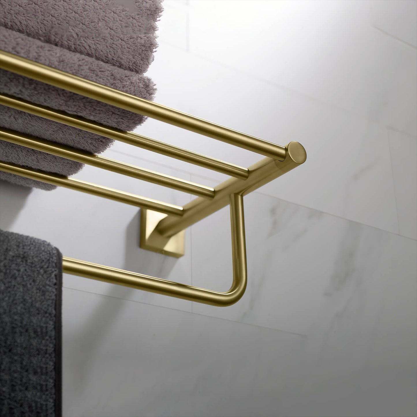 Brass Wall-Mounted Towel Rack with square flange AA020058