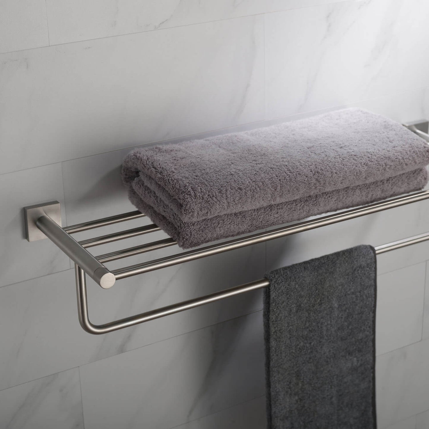 Brass Wall-Mounted Towel Rack with square flange AA020058