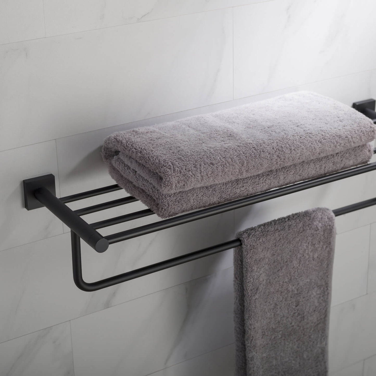 Brass Wall-Mounted Towel Rack with square flange AA020058