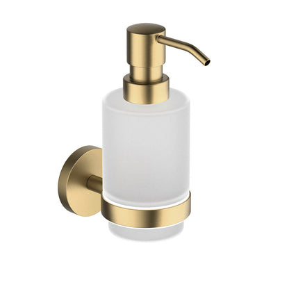 Premium Solid Brass Soap Dispenser Holder with Frosted Glass Tumbler AA030039