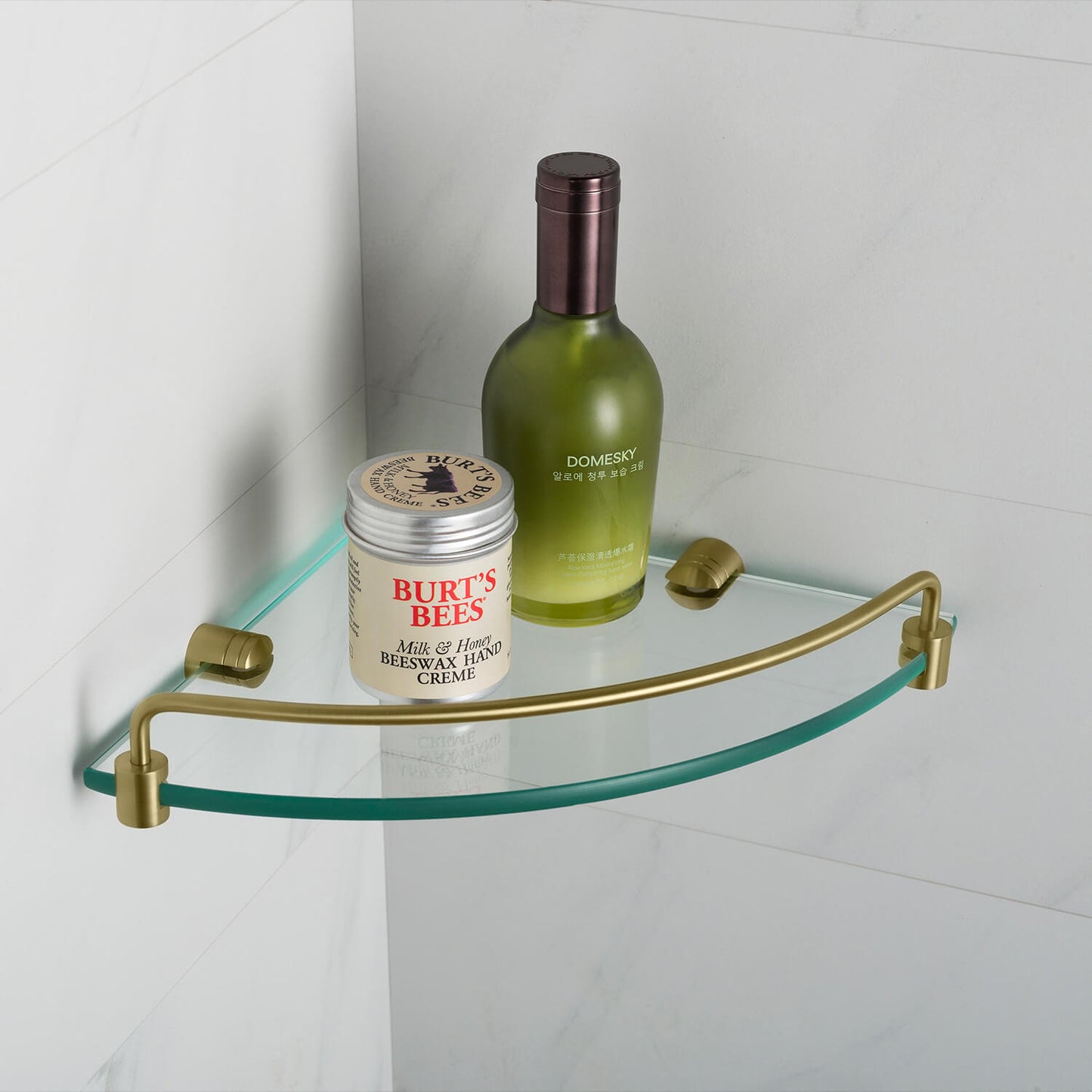 Luxury Brass Bathroom Shelf with 8mm Tempered Glass AA030074