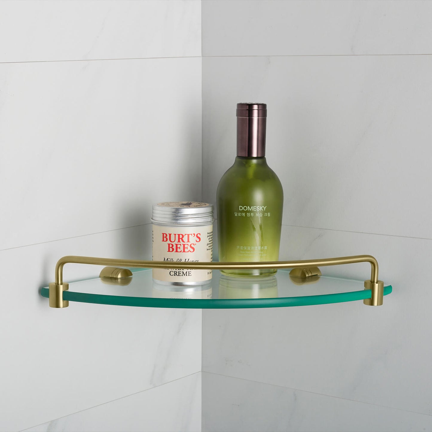 Luxury Brass Bathroom Shelf with 8mm Tempered Glass AA030074
