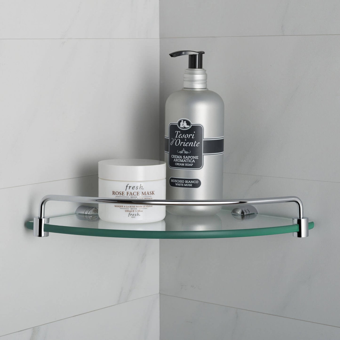 Luxury Brass Bathroom Shelf with 8mm Tempered Glass AA030074
