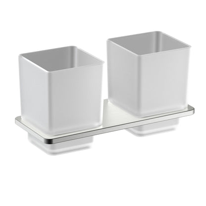 Long-Lasting Double Solid brass Square Glass Tumbler Holder AA070032
