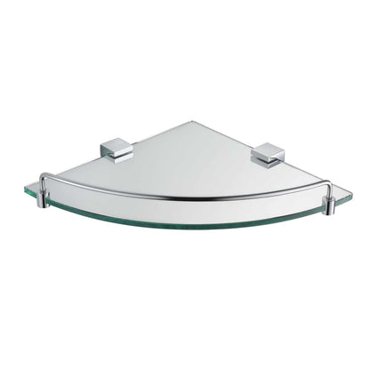Elite Solid Brass Corner Frosted glass Shelf With Rail AA070073