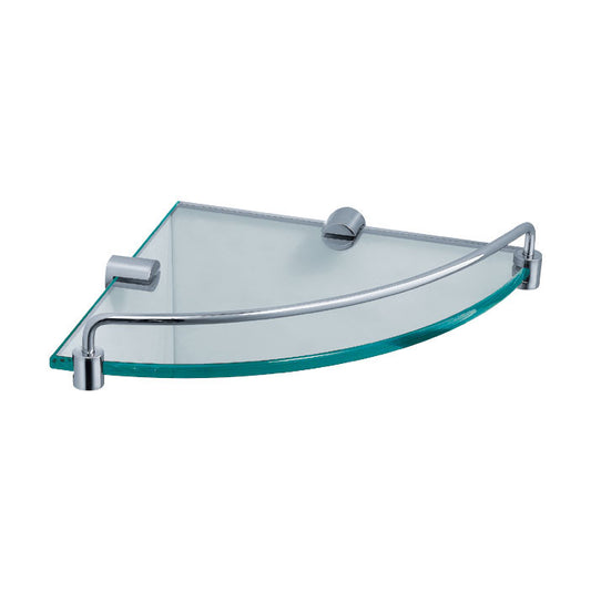Renior Solid Brass Corner Transparent glass Shelf with railing AA090073