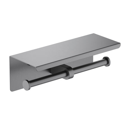 Stainless Steel Double Tissue Holder with Shelf AA110045