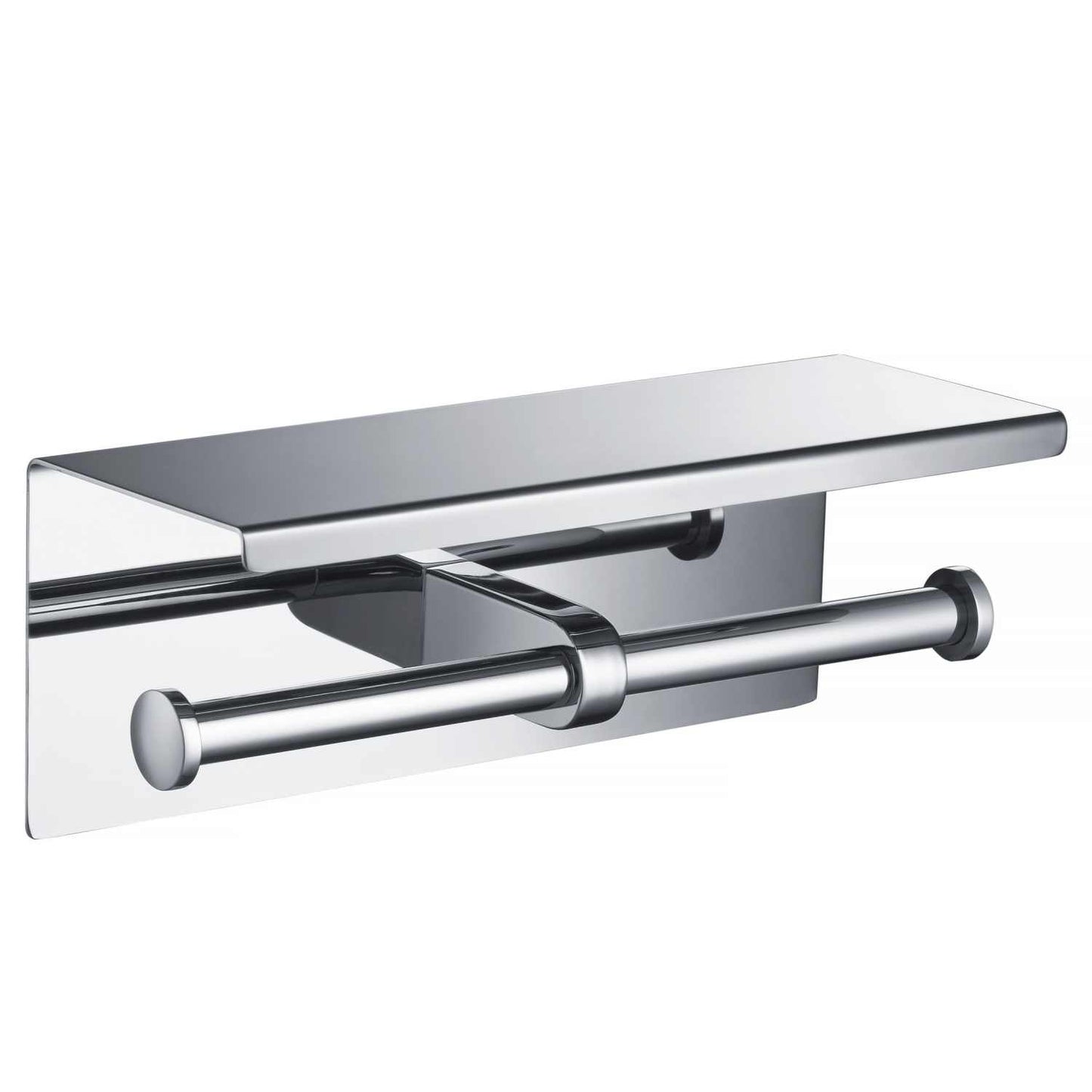 Stainless Steel Double Tissue Holder with Shelf AA110045