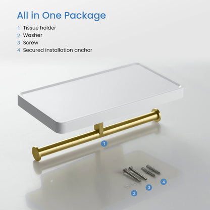 Stainless Steel Double Tissue Holder with ABS Shelf AA110055