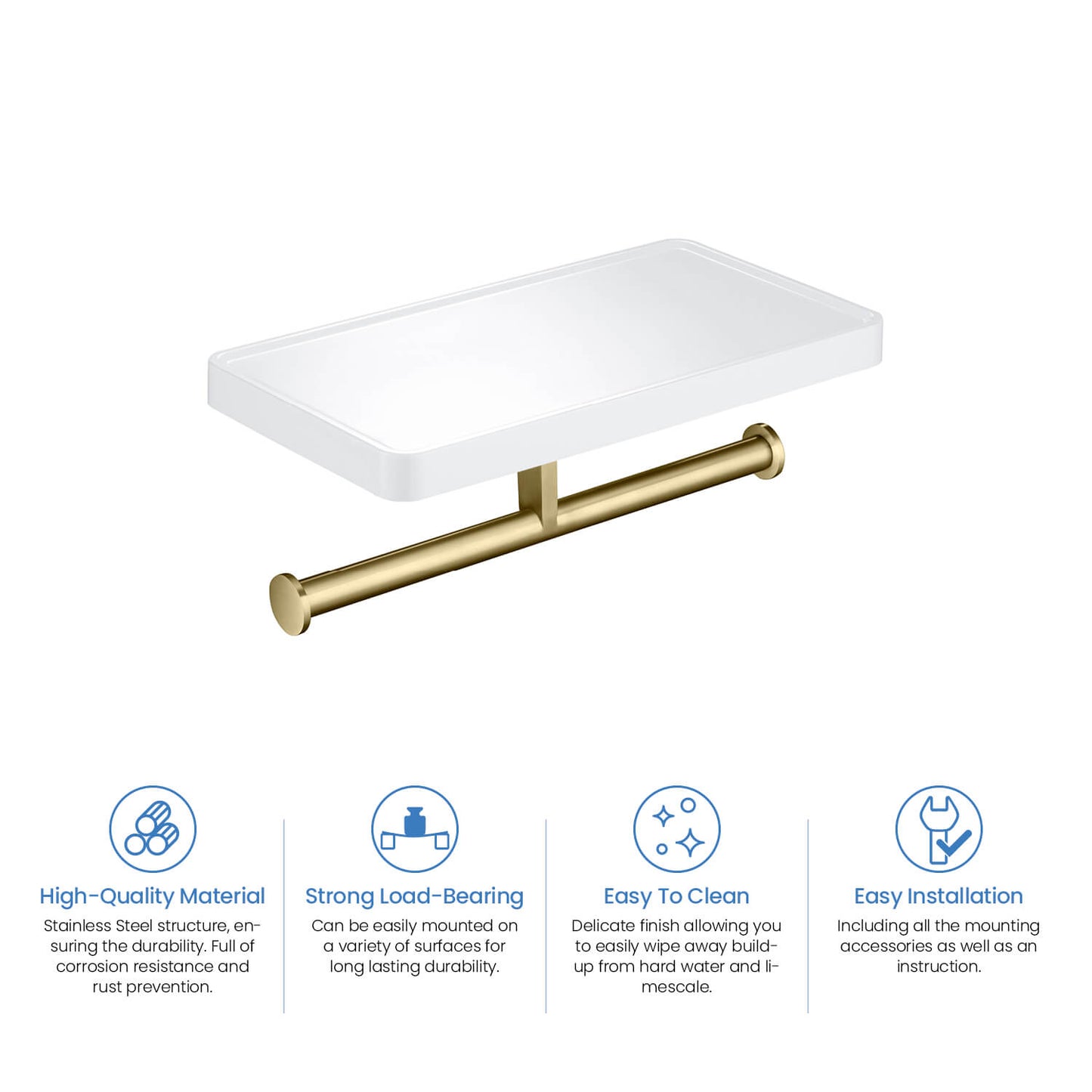 Stainless Steel Double Tissue Holder with ABS Shelf AA110055