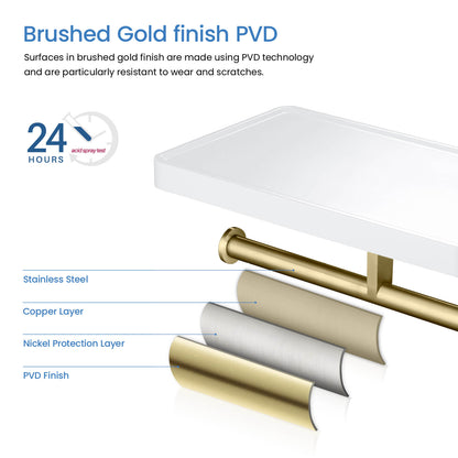 Stainless Steel Double Tissue Holder with ABS Shelf AA110055