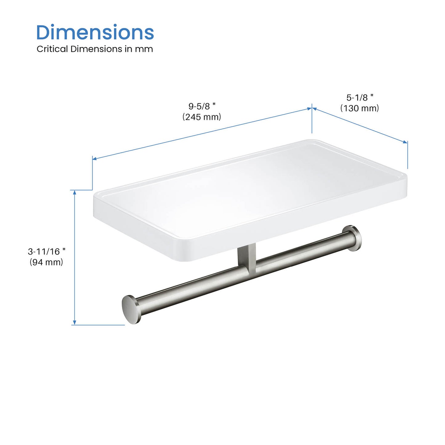 Stainless Steel Double Tissue Holder with ABS Shelf AA110055