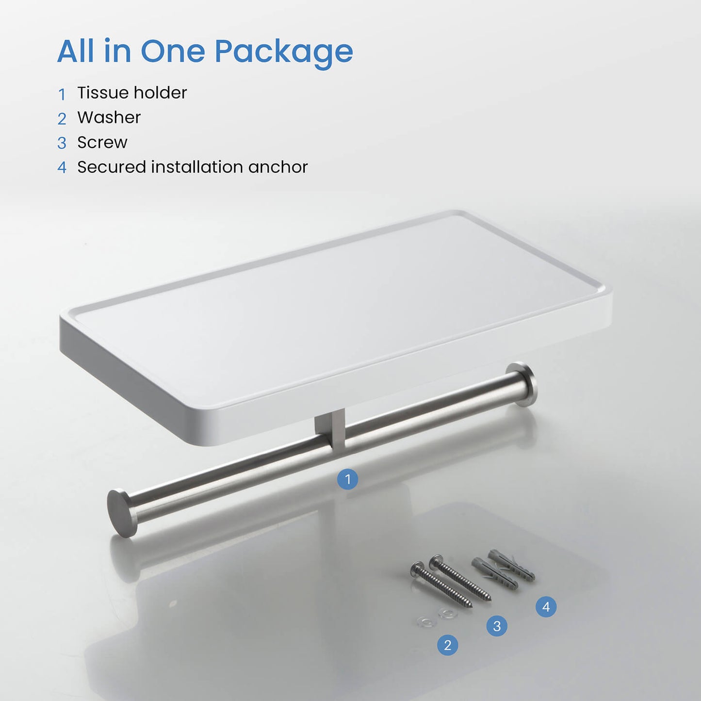 Stainless Steel Double Tissue Holder with ABS Shelf AA110055