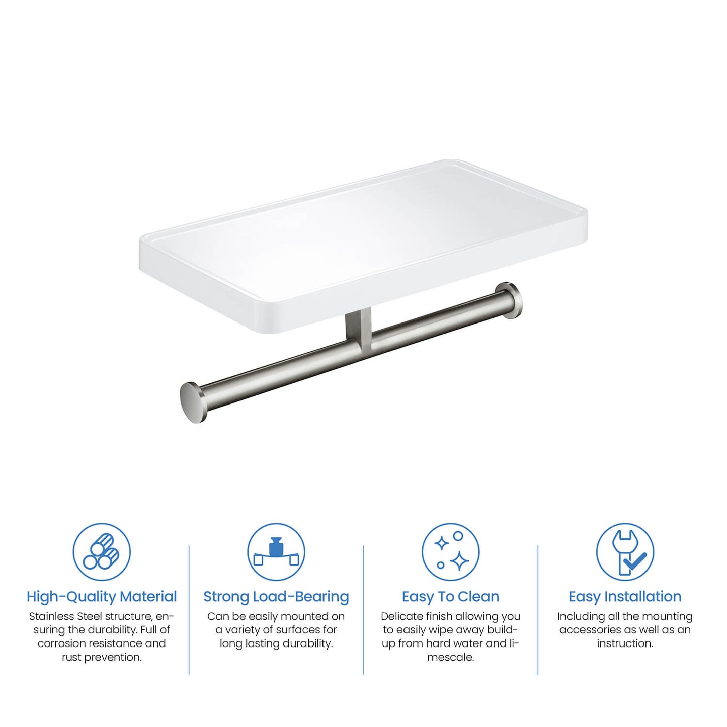 Stainless Steel Double Tissue Holder with ABS Shelf AA110055
