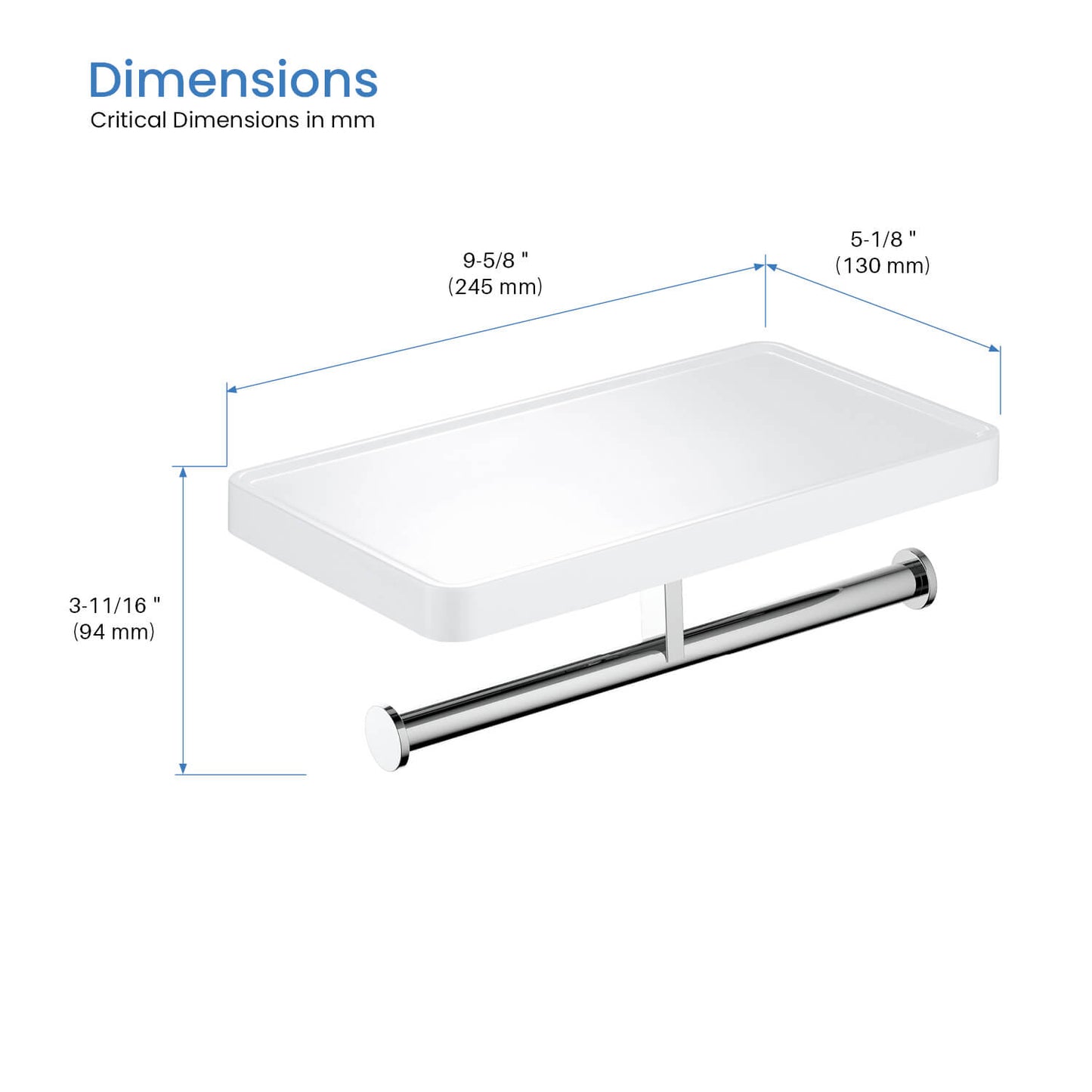 Stainless Steel Double Tissue Holder with ABS Shelf AA110055