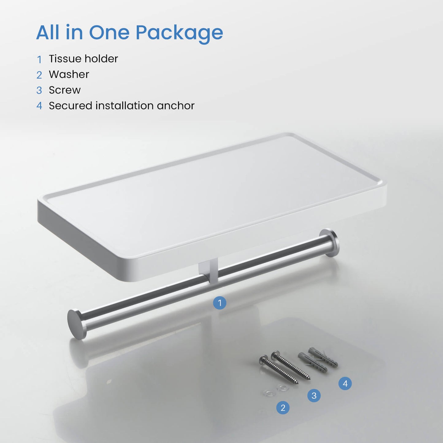 Stainless Steel Double Tissue Holder with ABS Shelf AA110055