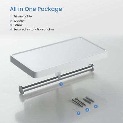 Stainless Steel Double Tissue Holder with ABS Shelf AA110055