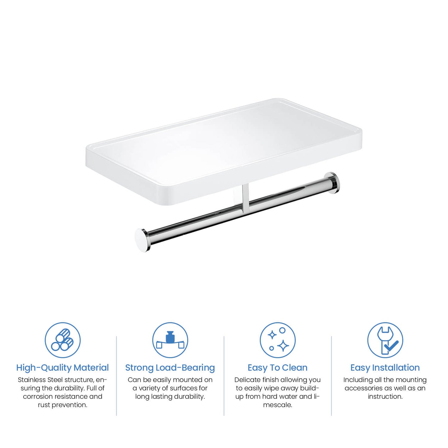 Stainless Steel Double Tissue Holder with ABS Shelf AA110055