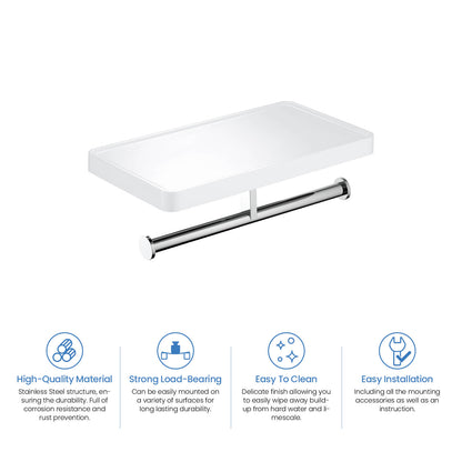 Stainless Steel Double Tissue Holder with ABS Shelf AA110055
