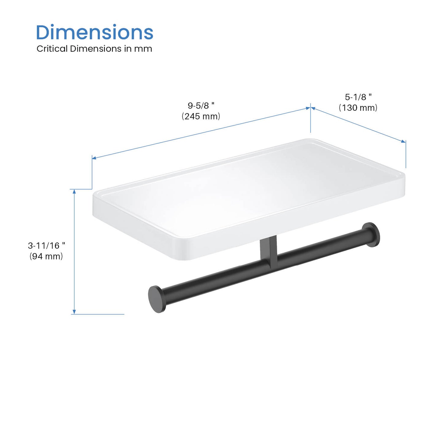 Stainless Steel Double Tissue Holder with ABS Shelf AA110055