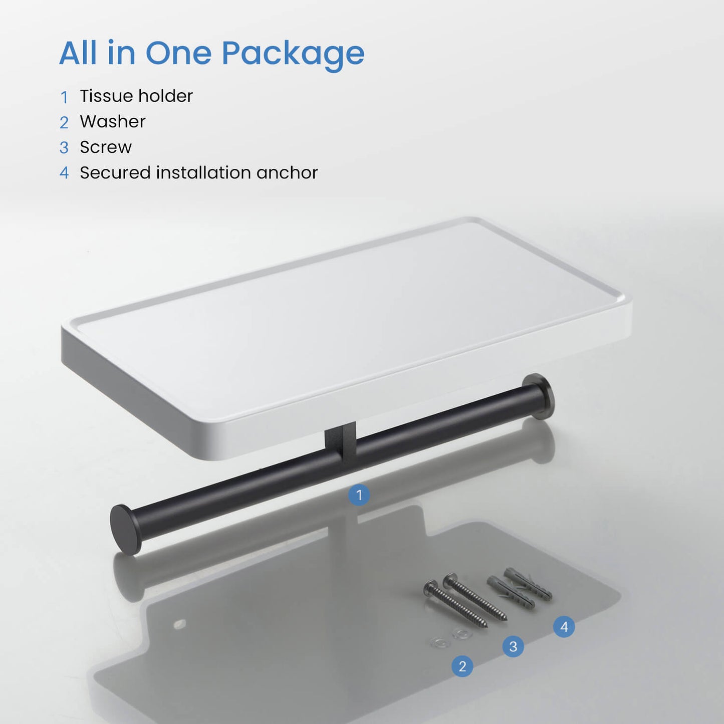 Stainless Steel Double Tissue Holder with ABS Shelf AA110055