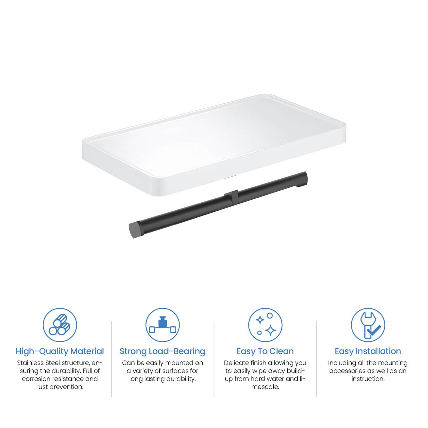 Stainless Steel Double Tissue Holder with ABS Shelf AA110055