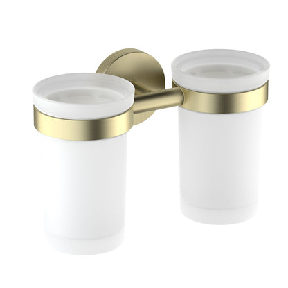 Aquavit Double Space-Saving Glass Tumbler With Brass Holder AA260032