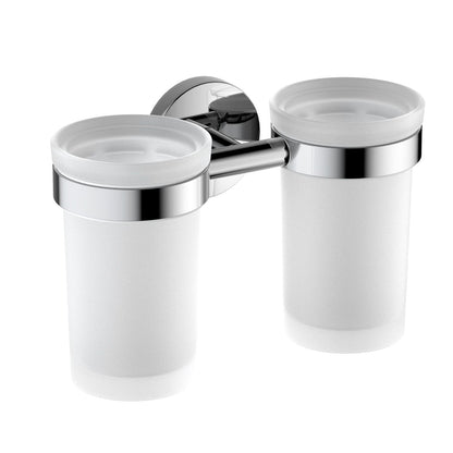 Aquavit Double Space-Saving Glass Tumbler With Brass Holder AA260032
