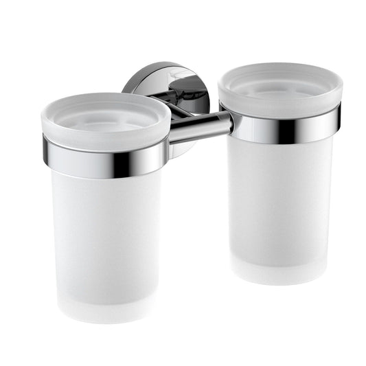 Aquavit Double Space-Saving Glass Tumbler With Brass Holder AA260032