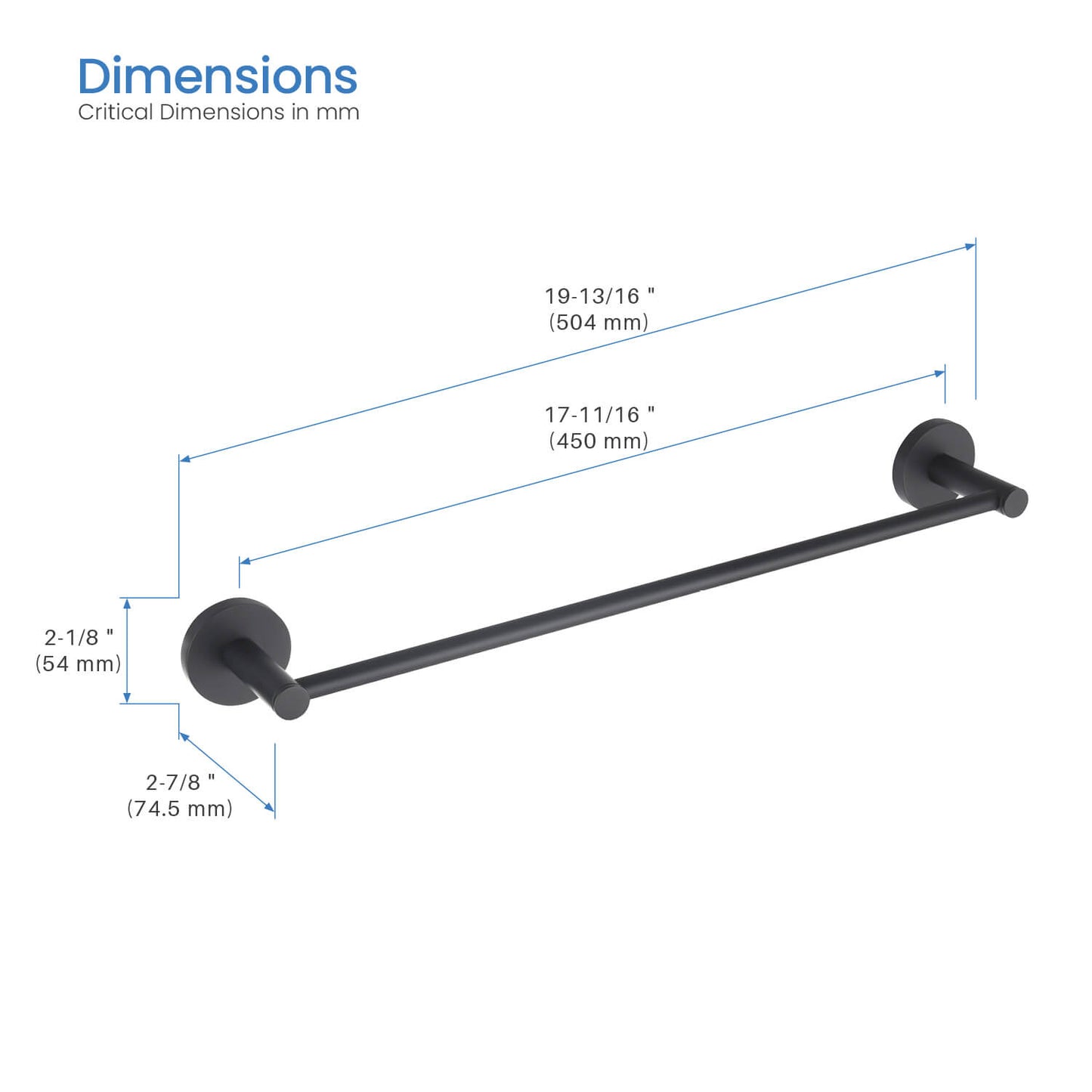 Orbis High-Quality Brass Towel Bar 450mm AA260052