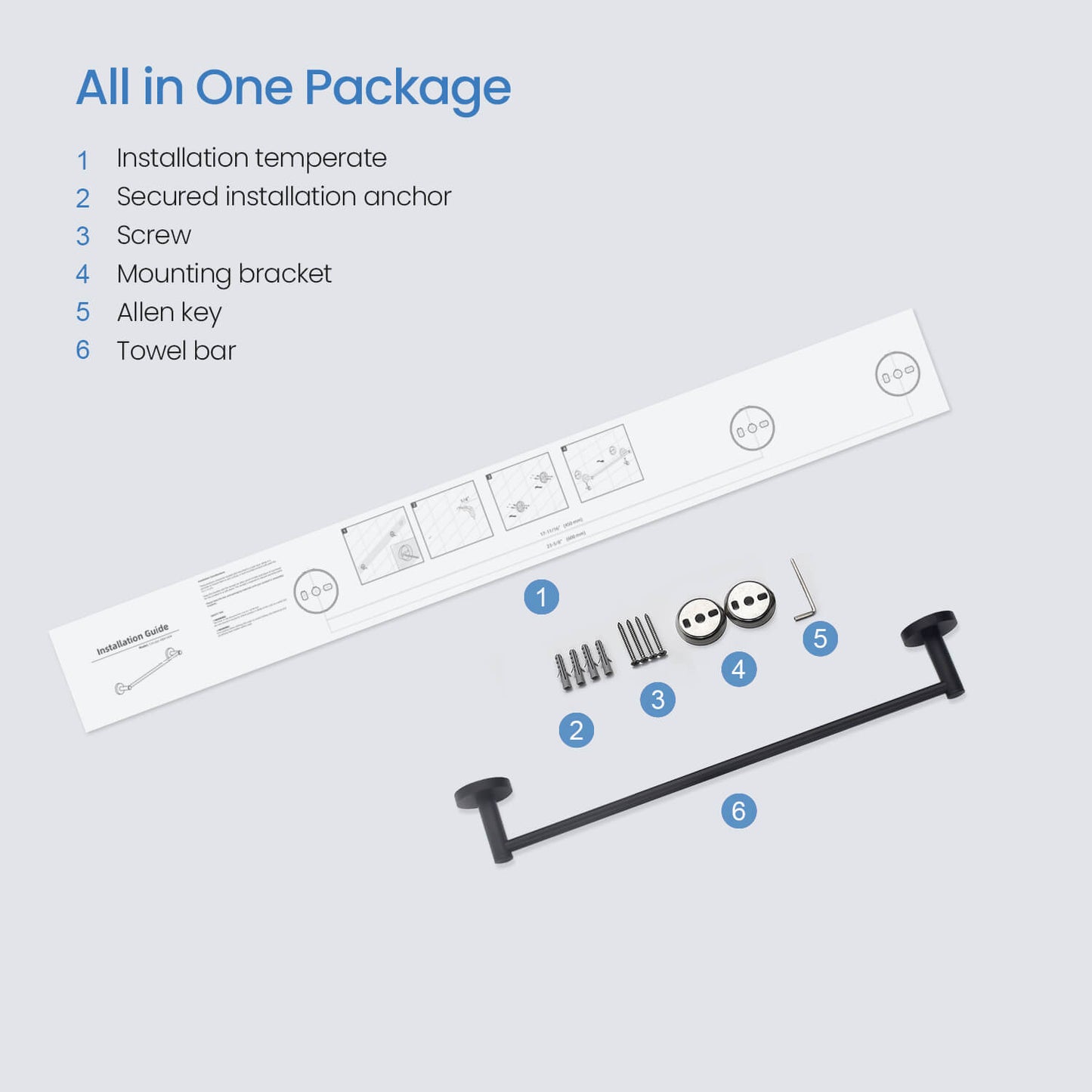 Orbis High-Quality Brass Towel Bar 450mm AA260052