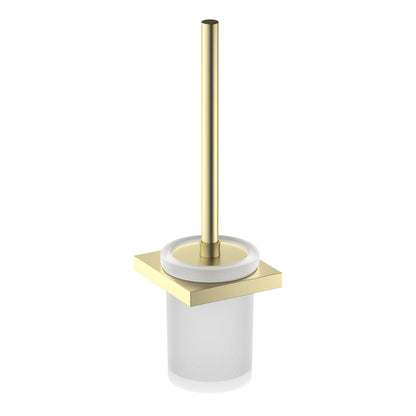 Premium Solid Brass Toilet Brush Set with Frosted Glass Tumbler AA350061