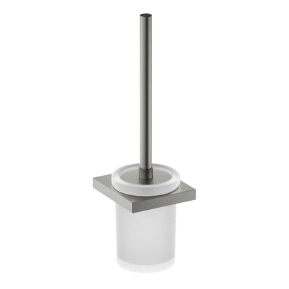 Premium Solid Brass Toilet Brush Set with Frosted Glass Tumbler AA350061
