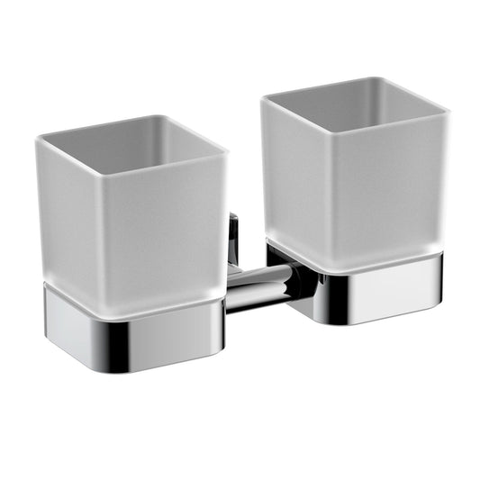 Double Frosted Tumbler with brass holder AA380032