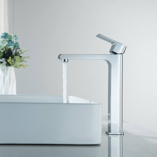Aquavit Blaze chrome tall basin mixer with running water