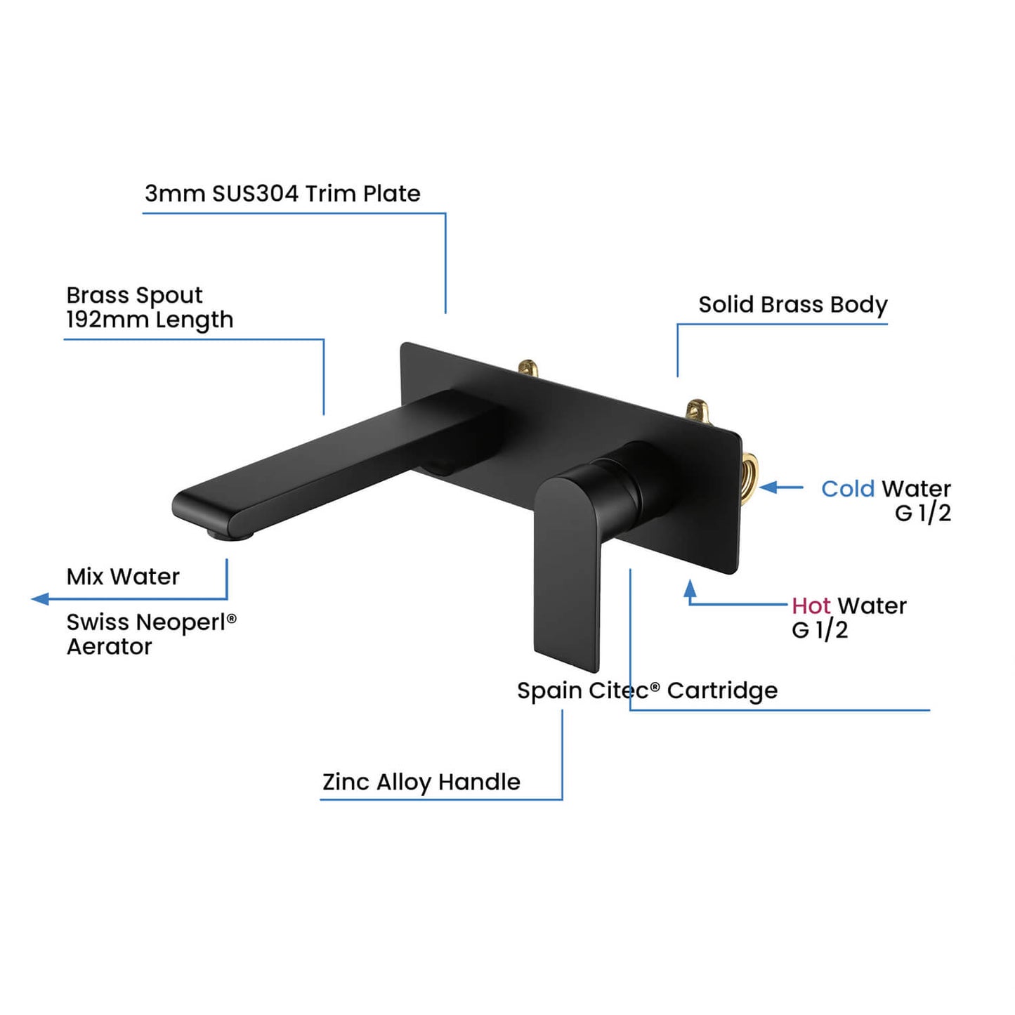 Blaze Wall concealed basin mixer AT010015