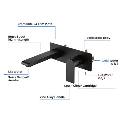 Blaze Wall concealed basin mixer AT010015