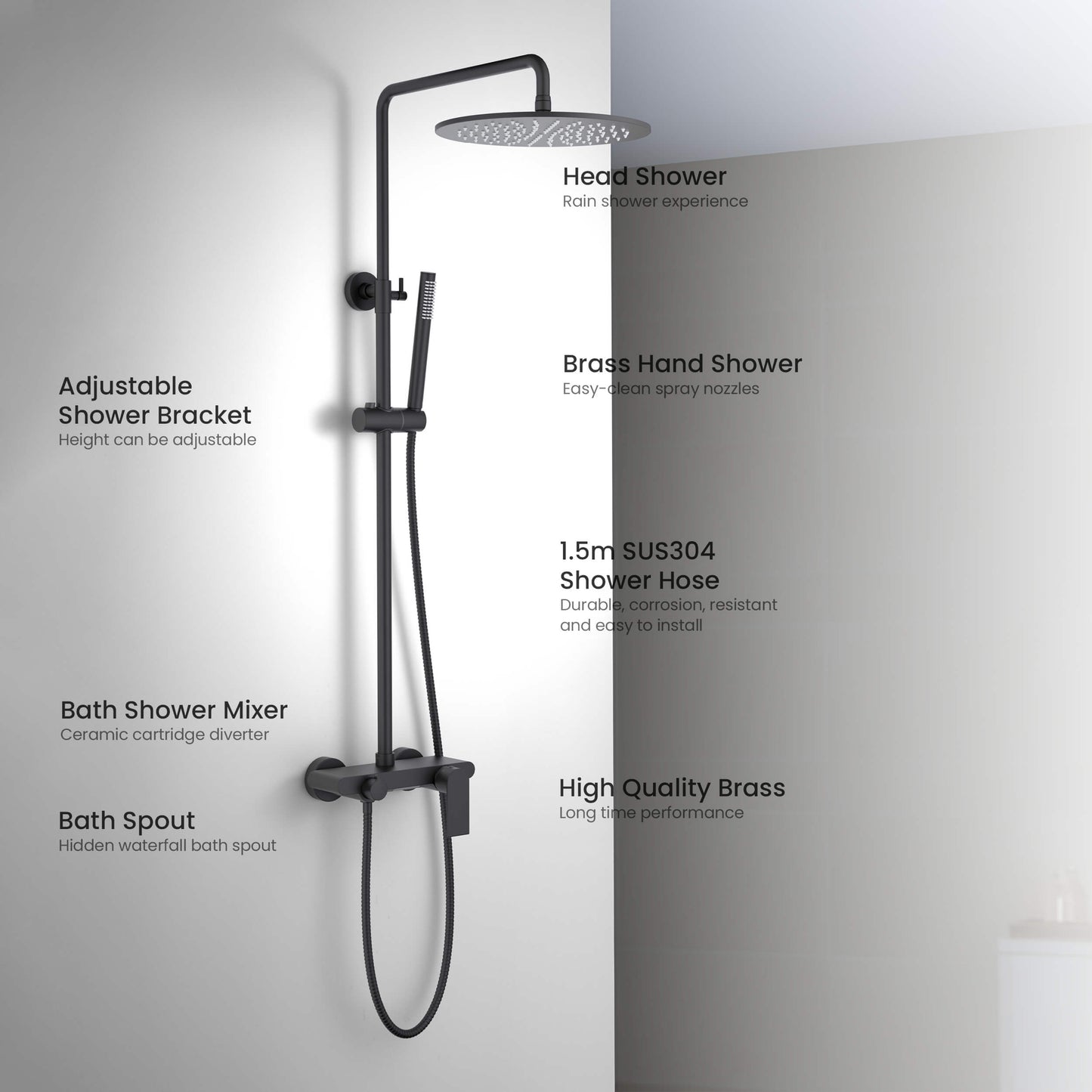 Blaze Wall mounted Shower column with 3 outlets AT010062