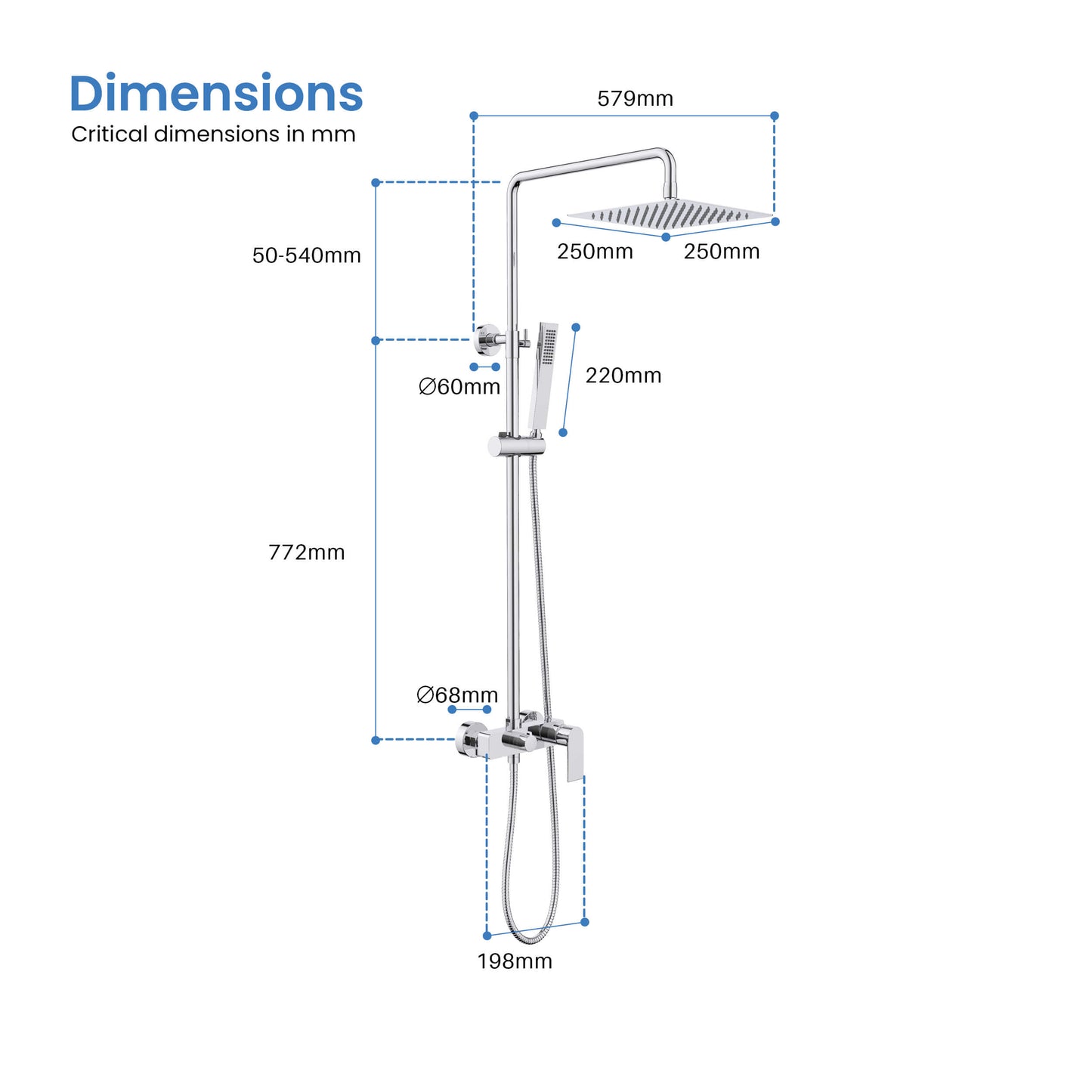 Blaze wall mounted Shower column with 2 outlets AT010064