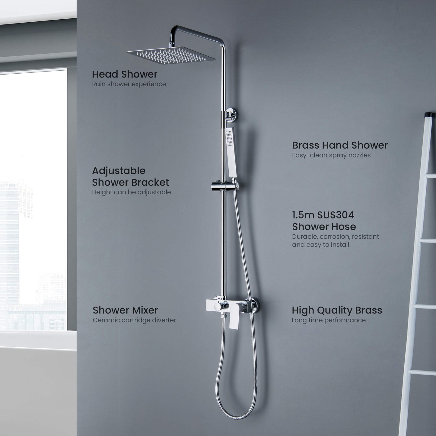 Blaze wall mounted Shower column with 2 outlets AT010064