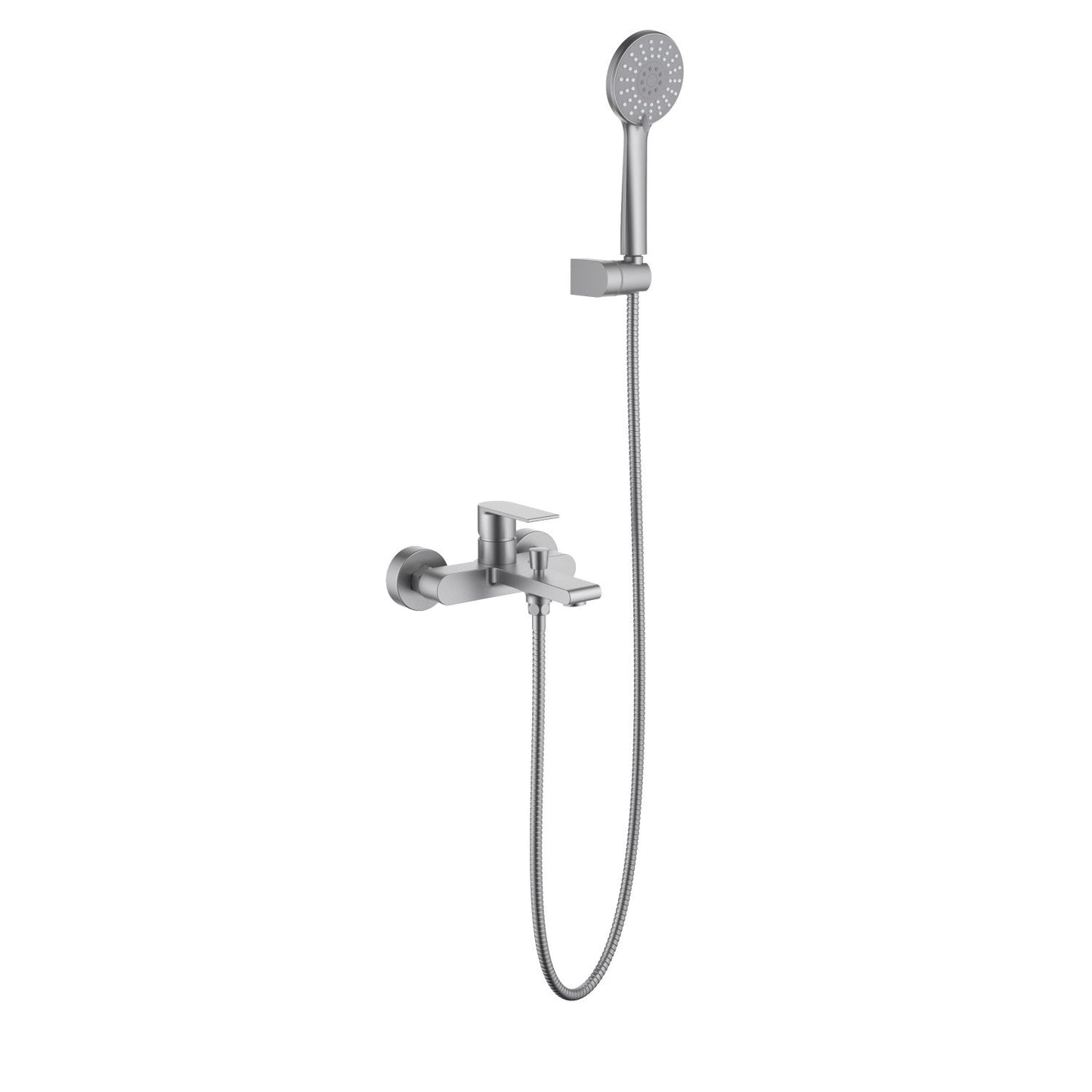 AT012202 two-outlet bath shower mixer set in brushed nickel finish