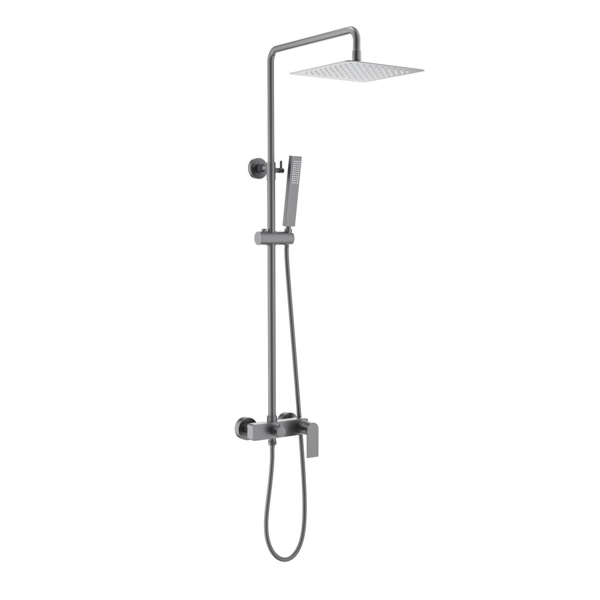 Aquavit Blaze brushed gunmetal two-outlet shower column with square head shower AT016201