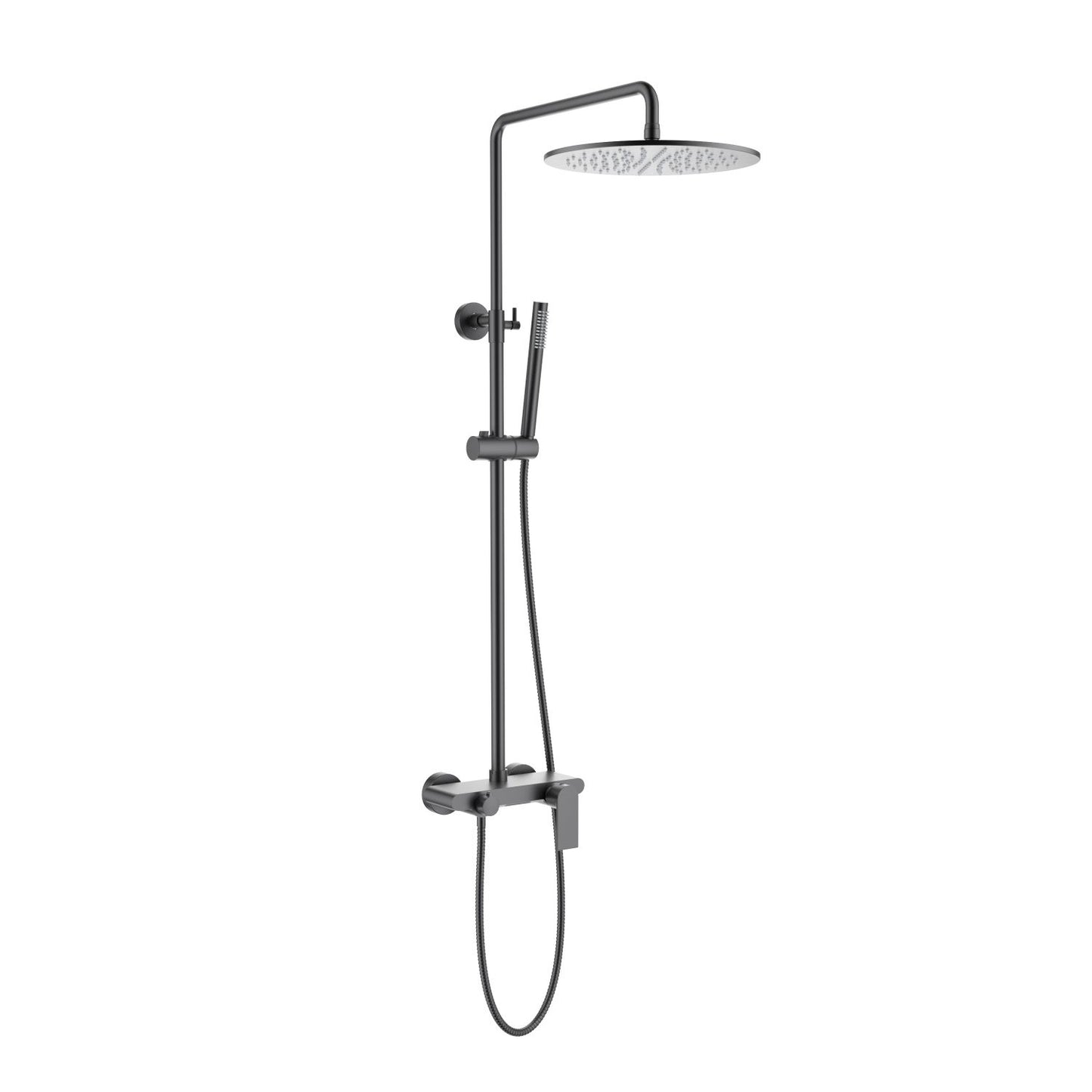 Aquavit Blaze brushed gunmetal three-outlet shower column with hidden waterfall spout AT016301